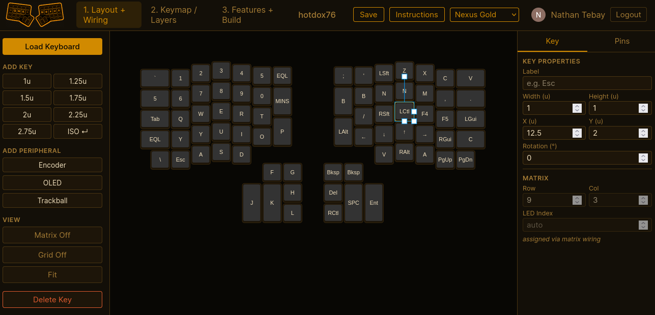 QMK Nexus keyboard layout editor